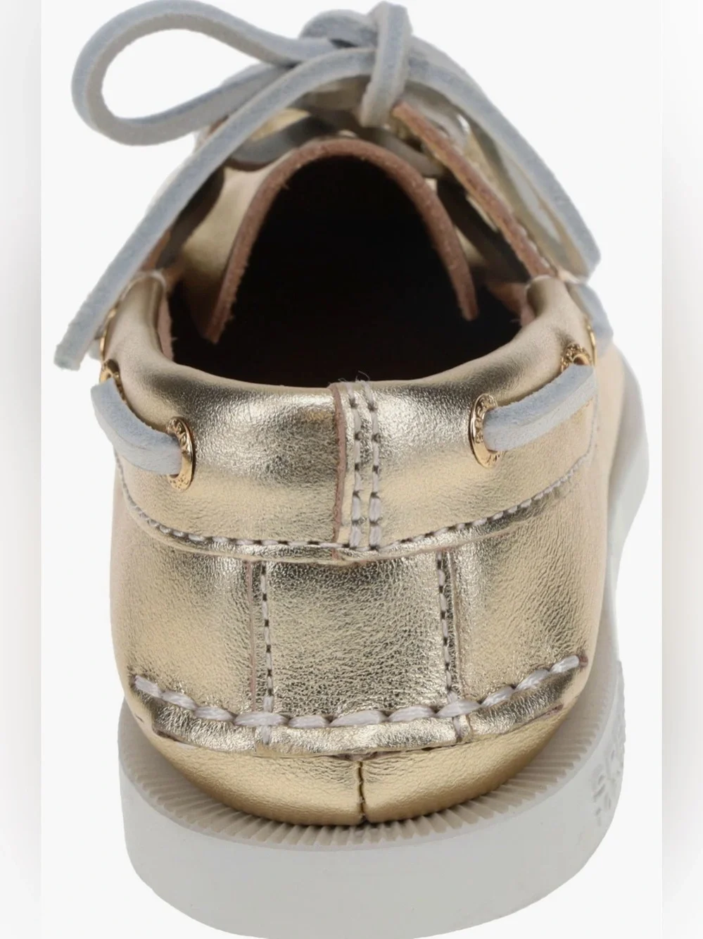Sperry Kids Gold Metallic Leather Boat Shoes 2-Eye Lace Up Non-Slip Size 13